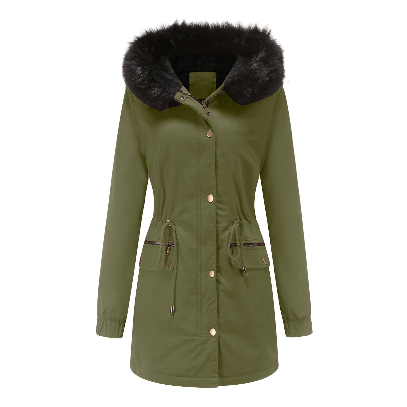 BVOFAR Women's Winter Warm Heavy Coat Plus Size Thicken Parka Jackets with Faux Fur Hood Casual Zip up Outerwear Coats with Pockets