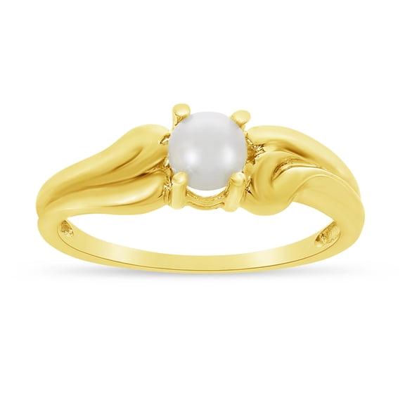 10k Yellow Gold Freshwater Cultured Pearl And Diamond Ring