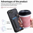 thumbnail image 6 of Dteck for iPhone 16e Case Wallet with Card Holder, RFID Blocking PU Leather Protective Case with Ring Holder Stand Wrist Strap for iPhone 16e 6.1 Inch 2025,Black, 6 of 9
