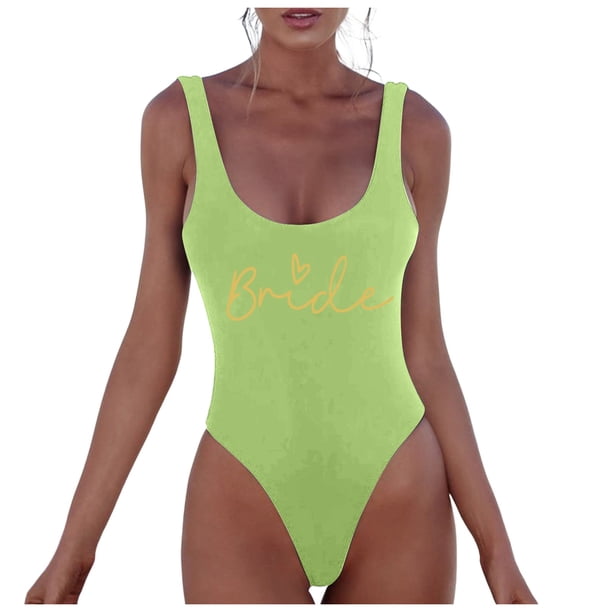 MKLEKYY Trajes De Baño Mujer 2 Piezas Women Fashion Letter Print Piece Swimsuit Sexy Bikini Swimwear Bathing Sleeveless Backless Swimsuit 2549