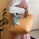 thumbnail image 1 of Bolso de playa tejido a la moda para mujer, versátil para vacaciones (caqui), 1 of 8