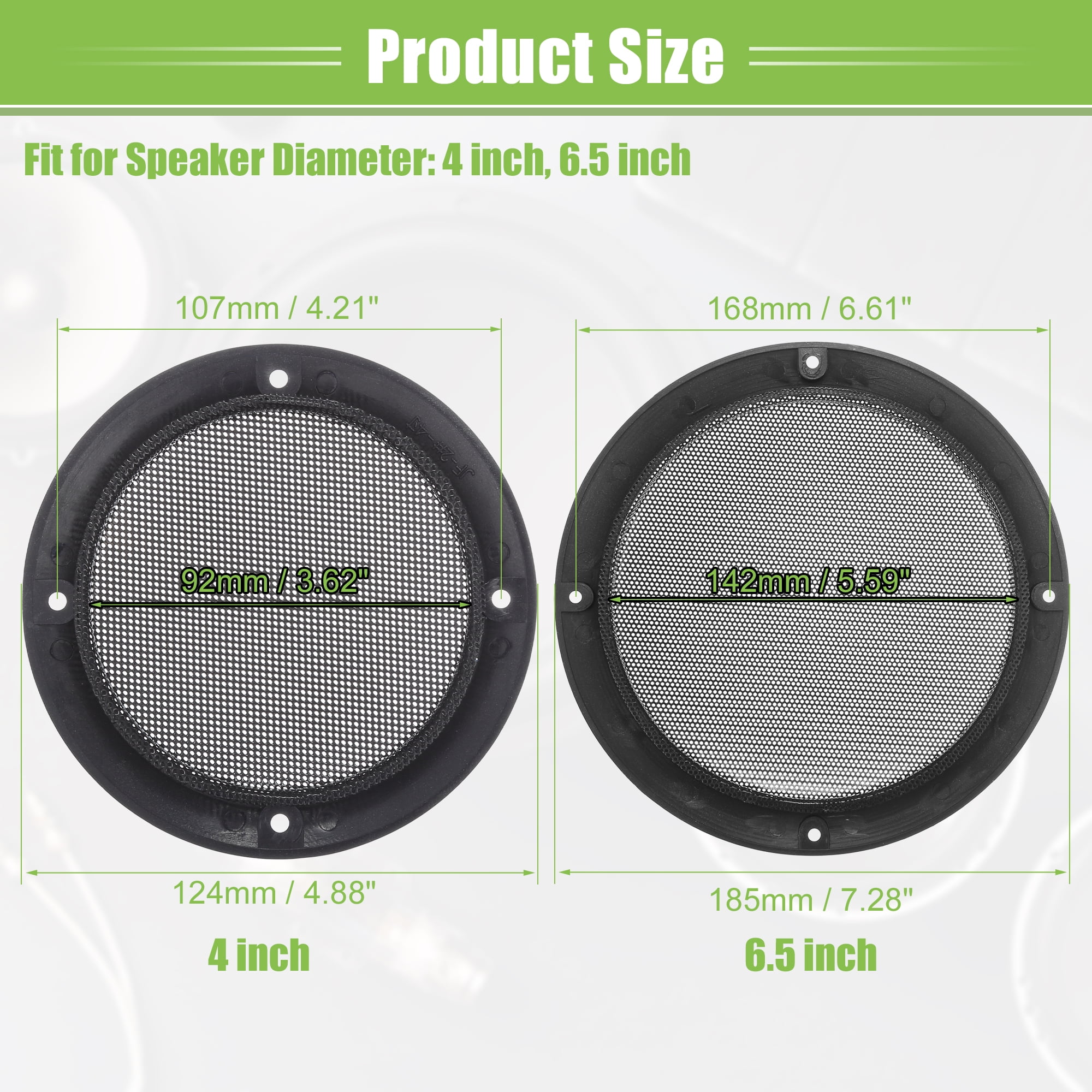 Unique Bargains 4 Pack Universal Speaker Grills Cover with Mounting Screws Silver 4"&6.5"