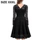thumbnail image 2 of Vestido de cóctel formal con escote en V y manga larga con encaje floral vintage para mujer de Laklulu, negro, XXXL, 2 of 5