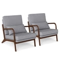thumbnail image 1 of Costway 2 PCS Modern Accent Chair Upholstered Leisure Armchair with Rubber Wood Armrests, 1 of 9