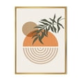 thumbnail image 1 of Designart Soleil géométrique abstrait et lune avec feuille I ART MURAL À CADRE FLOTTÉ, 1 of 4