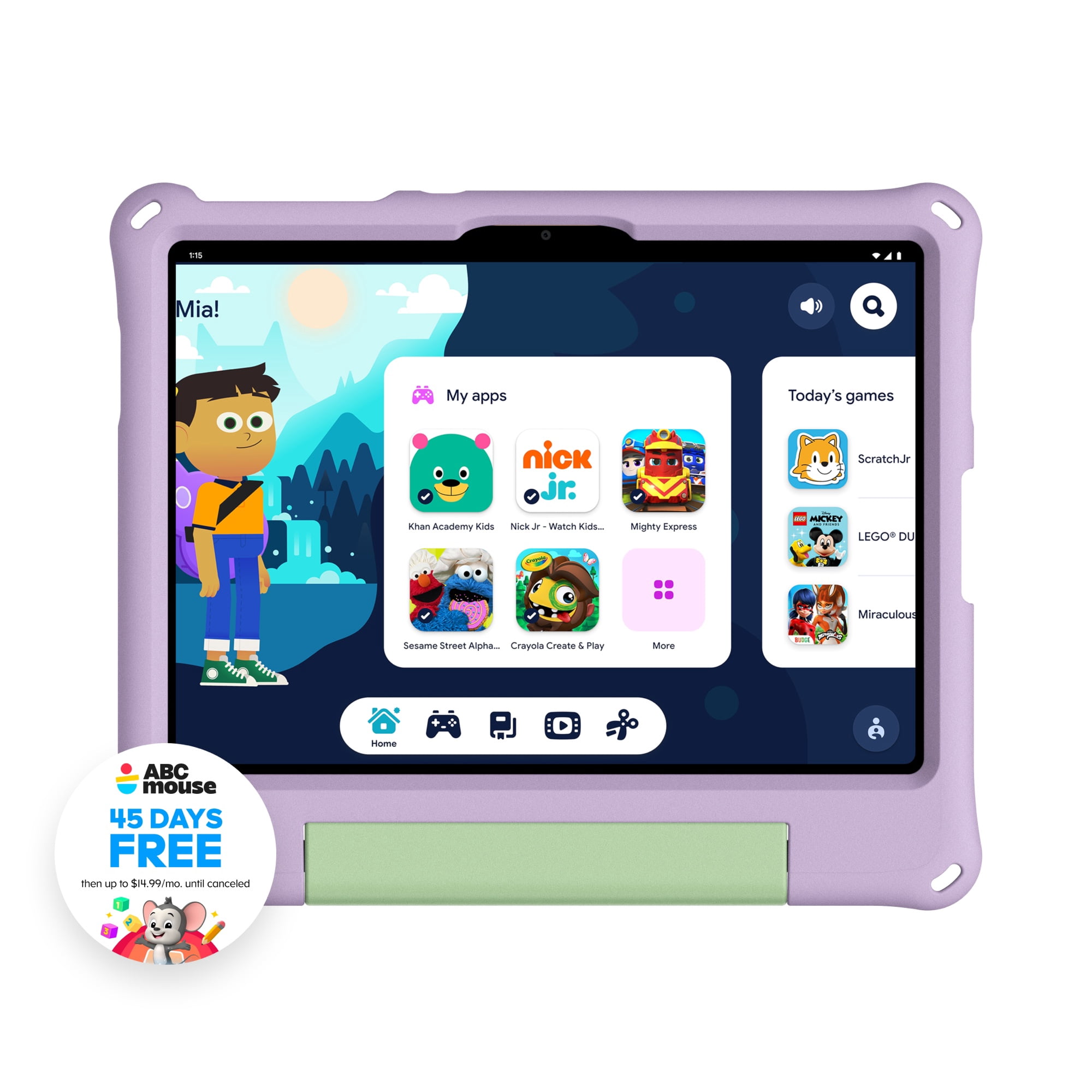 onn 11" Kids Tablet, 64 GB, Android 16, Purple (2026 Model)