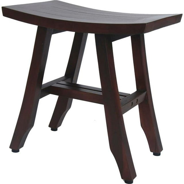 Compact Rectangular Teak Shower Outdoor Bench in Brown Finish