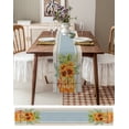 thumbnail image 3 of Table Runner Dresser Scarves 72 Inch Long, Watercolor Pineapple Sunflower Linen Dining Table Runners Leaves on Blue Stripe Linen Tabletop Scarf for Wedding Holiday Party Kitchen, 3 of 7