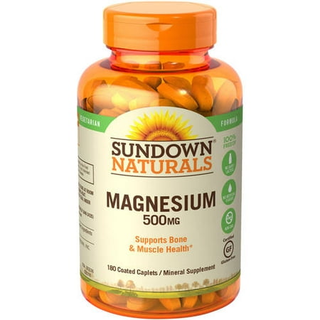 (2 Pack) Sundown Naturals Magnesium Caplets, 500 mg, 180