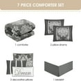 thumbnail image 6 of Nanshing Therese 7 Piece Damask Comforter Set , Grey , California King Size , Jacquard with matching solid piecework, 6 of 6