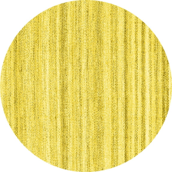 Ahgly Company Machine Washable Indoor Round Solid Yellow Modern Area Rugs, 7' Round