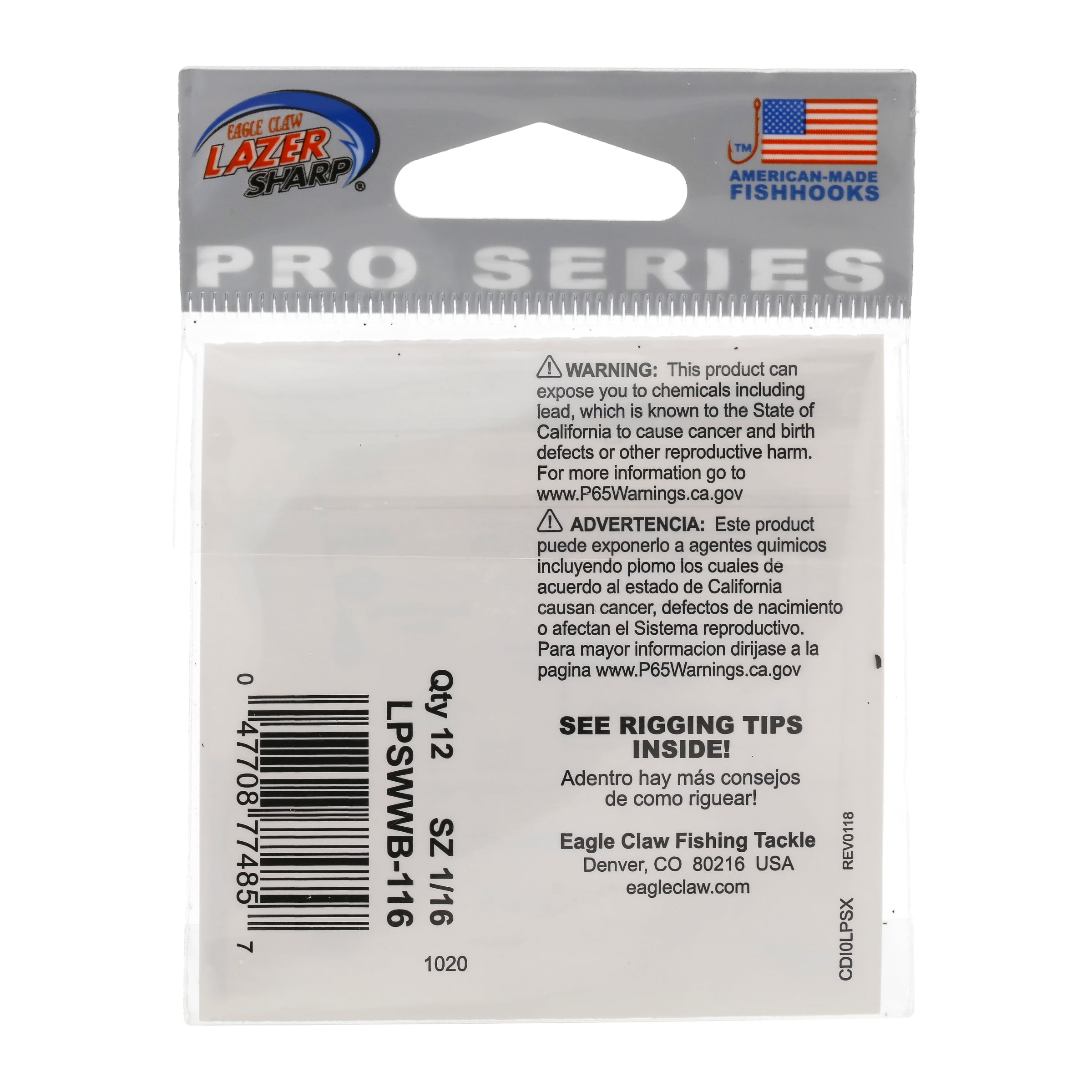 Eagle Claw Lazer Sharp Pro Series Worm Weight Value Pack, Black, 1/16 oz.