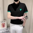 thumbnail image 2 of Camiseta tipo polo informal elegante de Kpop para hombre, ropa verde normal, lisa, con cuello, camisetas para hombre, estética, novedad, ropa de calle, tops populares, 2 of 5