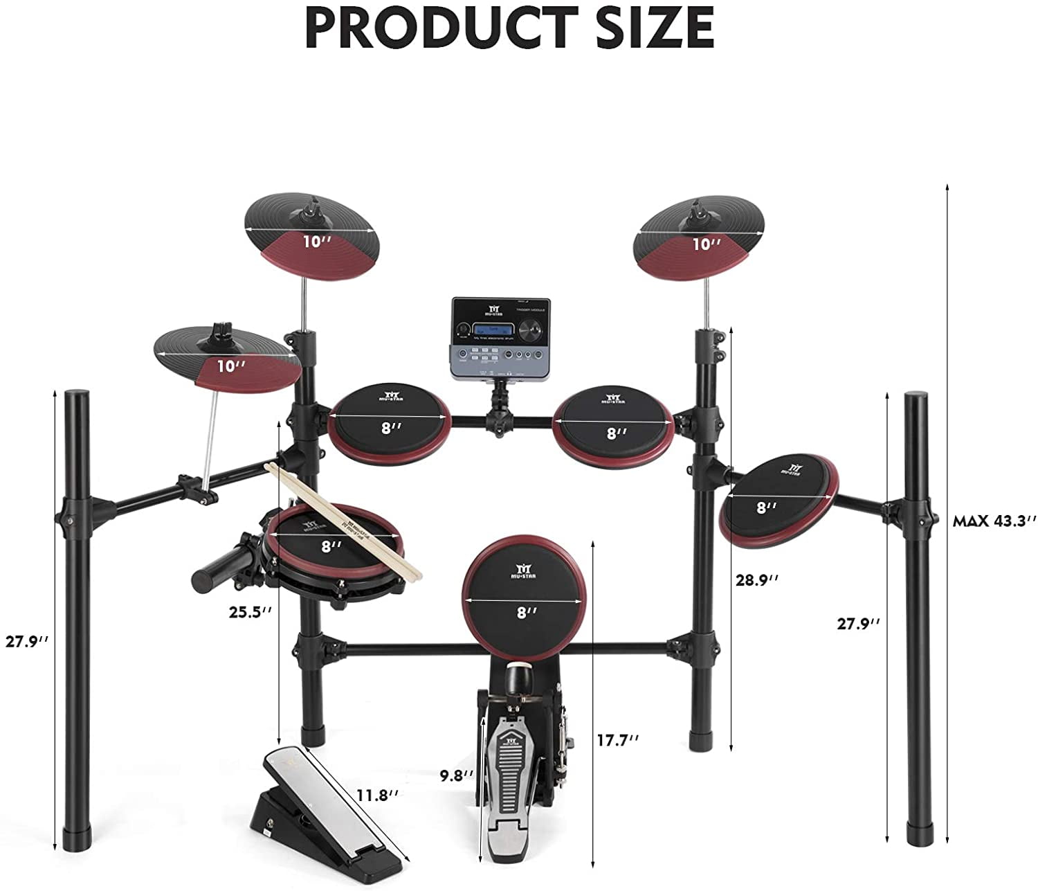 AeroBand PocketDrum 2 Plus Electric Air Drum Set Air Drum Sticks, Air Drum  with Drumsticks, Pedals, Bluetooth and 8 Sounds, USB MIDI Function