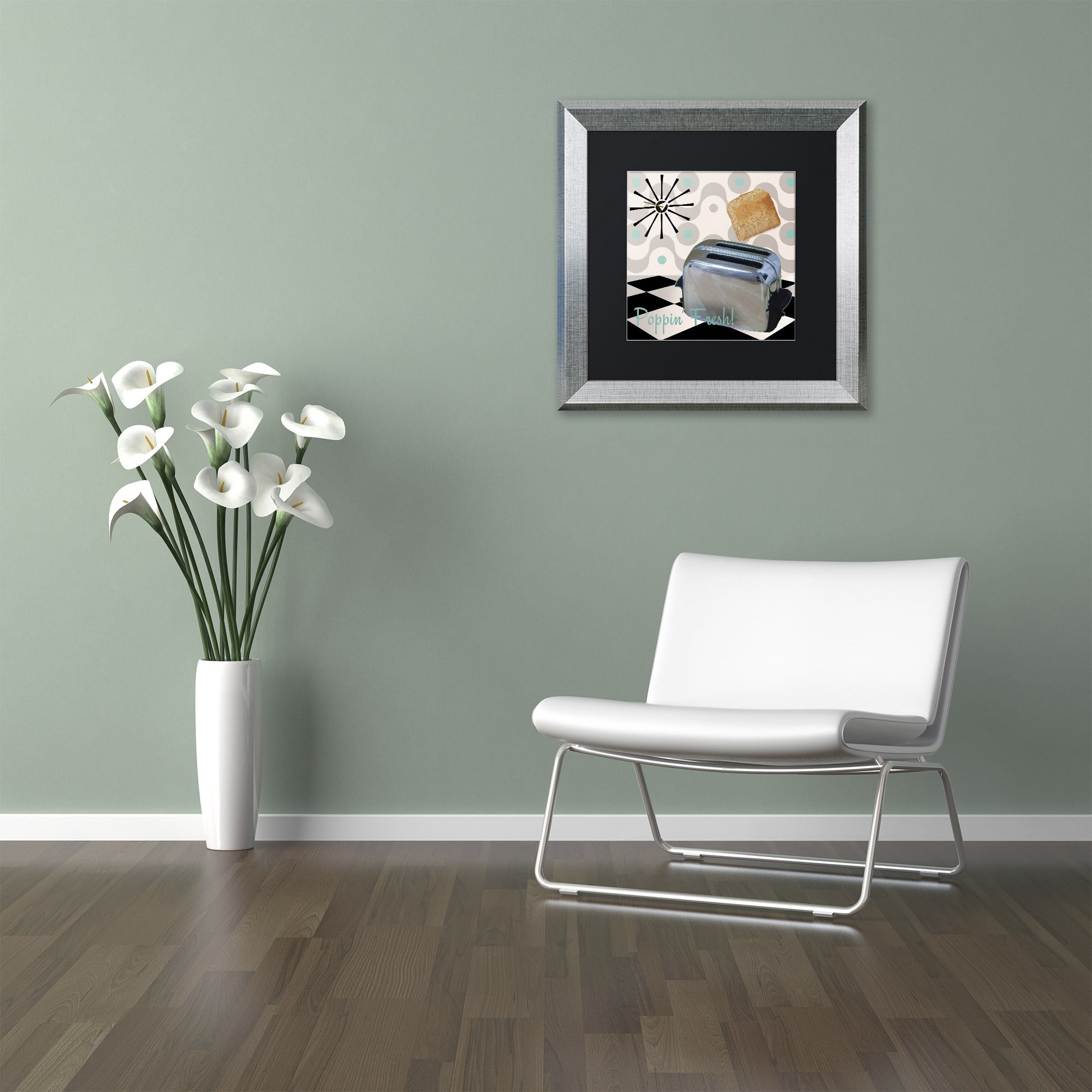 Trademark Fine Art "Fifties Kitchen I" Canvas Art by Color Bakery Black Matte, Silver Frame