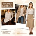 thumbnail image 6 of MecTo Women's Herringbone Knit Polo Sweater V Neck Long Sleeve Casual Fall Pullover, 6 of 9