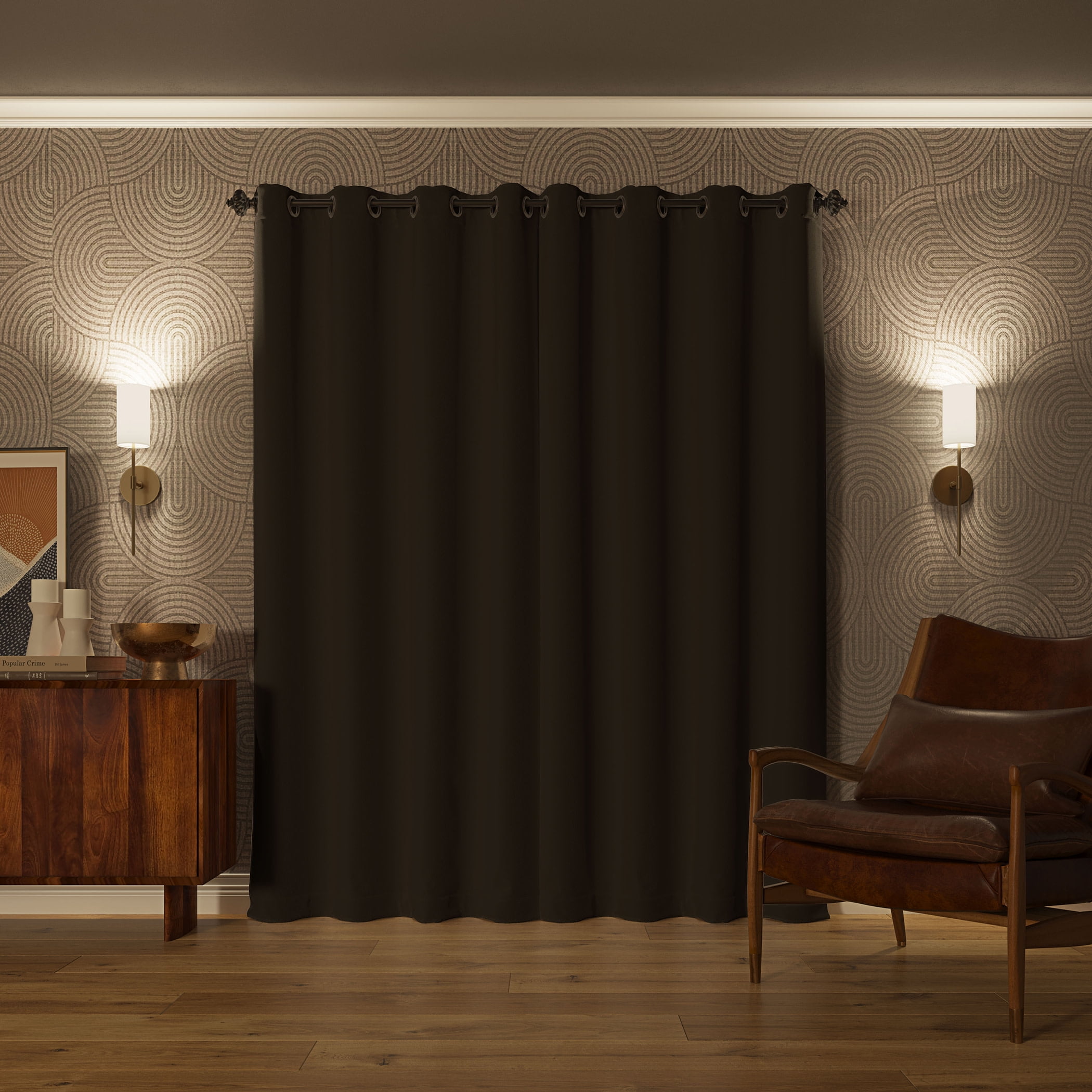 Sun Zero Oslo Extreme 100% Blackout Grommet Curtain Panel, 52"X84", Mushroom, 1-Piece Single Panel
