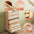 thumbnail image 5 of XgoodX Rattan Dresser for Bedroom, 5 Drawer Wood Boho Dresser Storage with Gold Metal Handle, Chest of Drawers for Living Room, Closet, Hallway, Light Oak, 5 of 11
