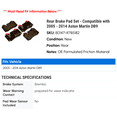 thumbnail image 2 of Rear Brake Pad Set - Compatible with 2005 - 2014 Aston Martin DB9 2006 2007 2008 2009 2010 2011 2012 2013, 2 of 2