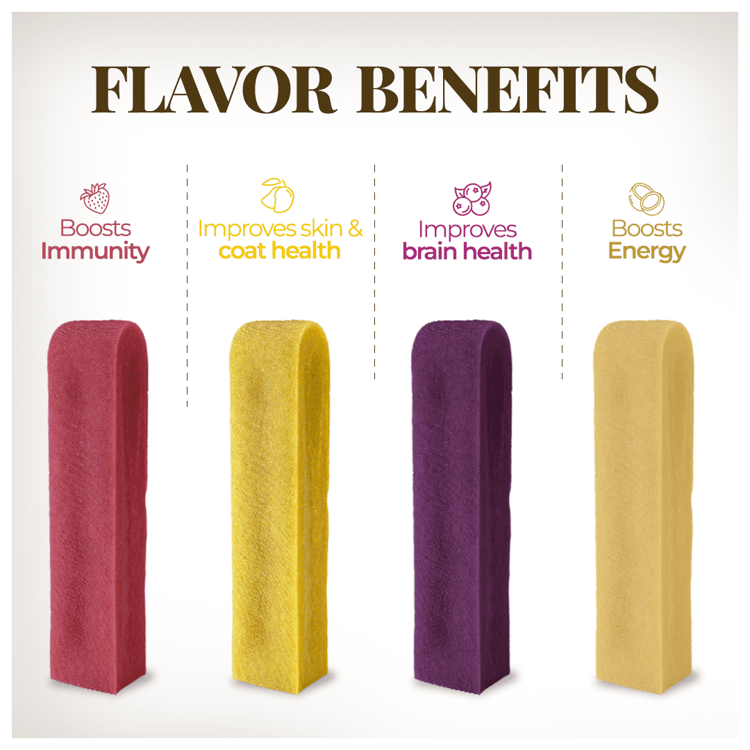 Dogsee Yak Chews Large Dogs Multiflavor Dental Care Long Lasting 1 lb 4 Chews