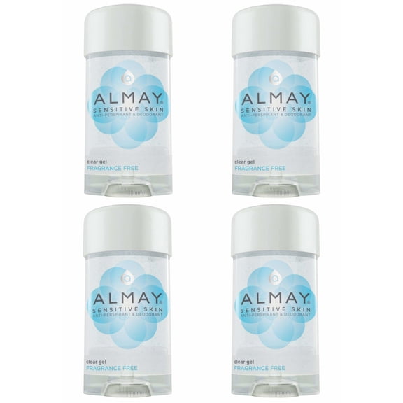 Almay Clear Gel Antiperspirant Deodorant for Women, Hypoallergenic, Dermatologist Tested for Sensitive Skin, Fragrance Free, 2.25 oz (Pack of 4)