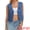 Blue, variant on DARING DIVA Women's V Neck Button Up Sleeveless Cropped Denim Vest S Light Blue