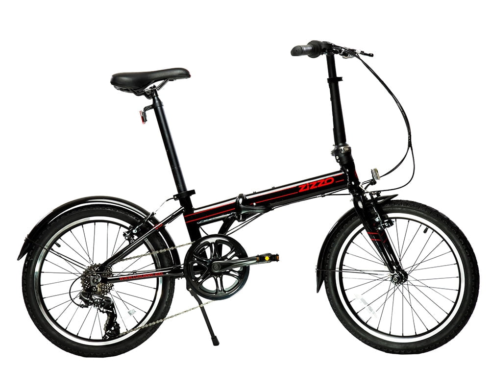 ZiZZO 26 lbs. Via 20' 7-Speed Aluminum Alloy Folding Bicycle, Black, All Genders