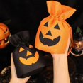 thumbnail image 3 of 1 Piece Cloth Halloween Pumpkin Drawstring Goody Gift Bag for Party Decorations, 3 of 5