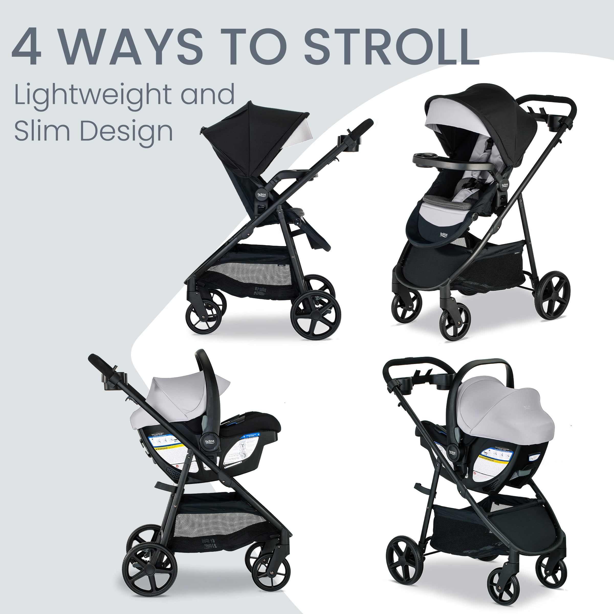 Britax Willow Brook S+ Baby Travel System, Infant Car Seat and Stroller Combo, Glacier Onyx