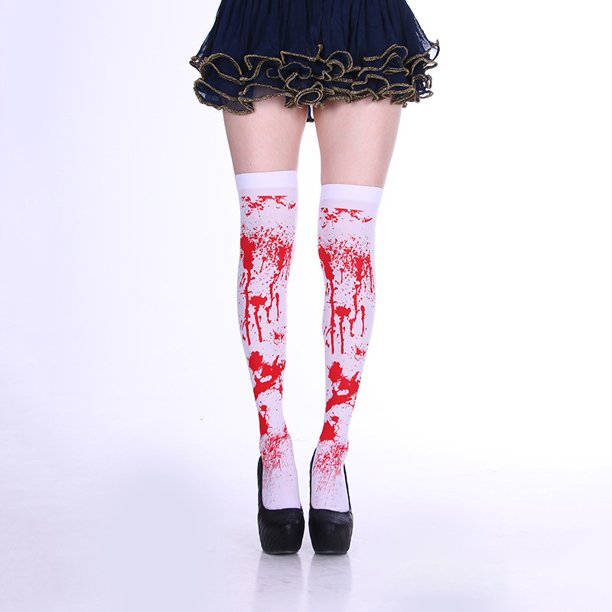Disfraz de Halloween, medias largas sangrientas de miedo, Carnaval, fiesta temática de terror, accesorios de Cosplay por encima de la rodilla, calcetines altos para niñas, 2 uds. JAMW Sencillez