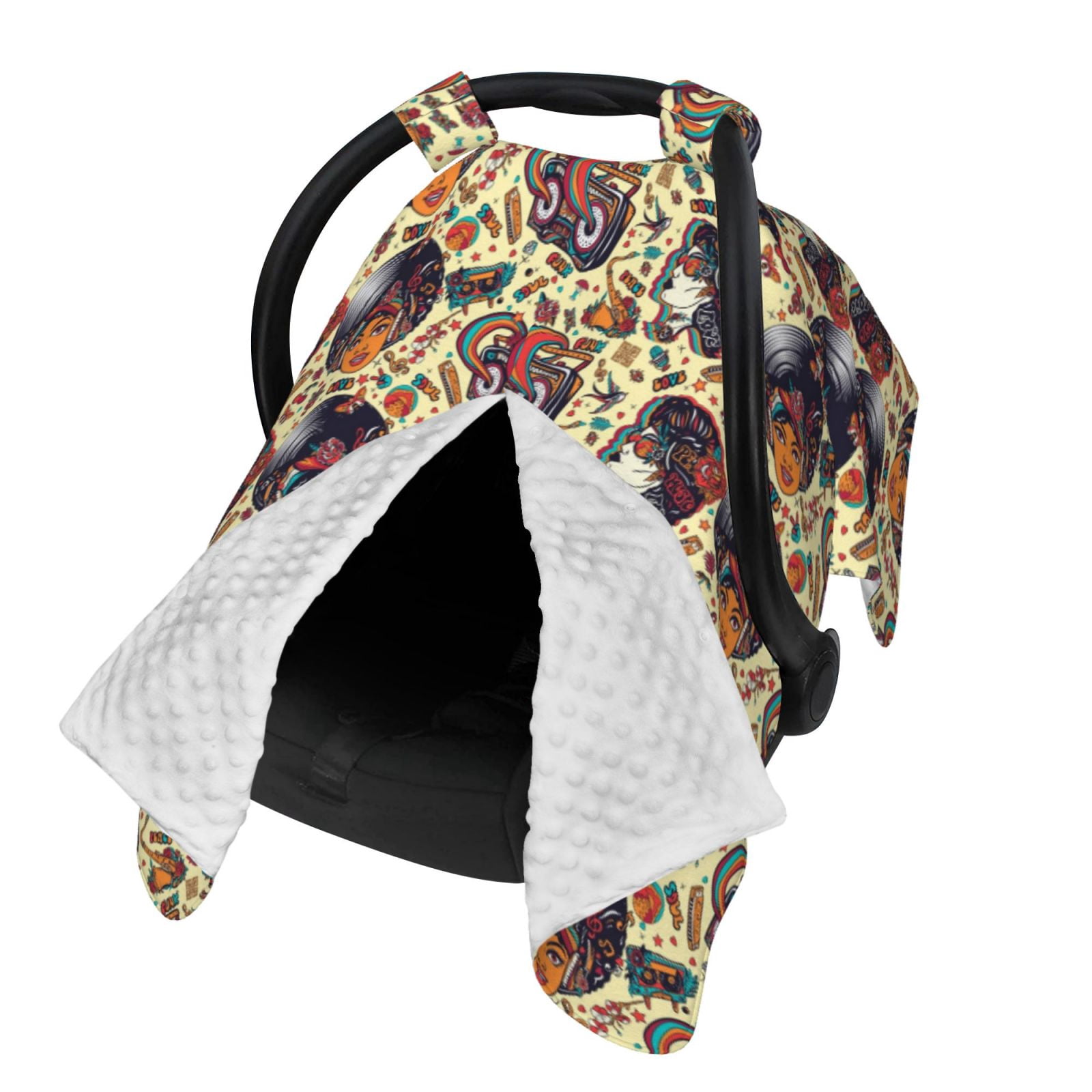 Naloa Fashion Hippie Girl Baby Car Seat Cover, Breathable Baby Carrier Cover, Multiuse Baby Carrier Cover & Nursing Breastfeeding Cover