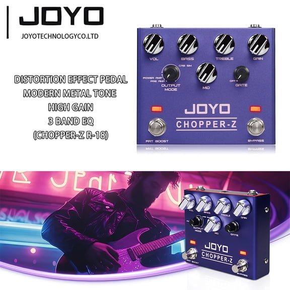 JOYO R-18 Distortion Effect Pedal Modern Metal Tone High Gain Amp Simulator 3 Band EQ
