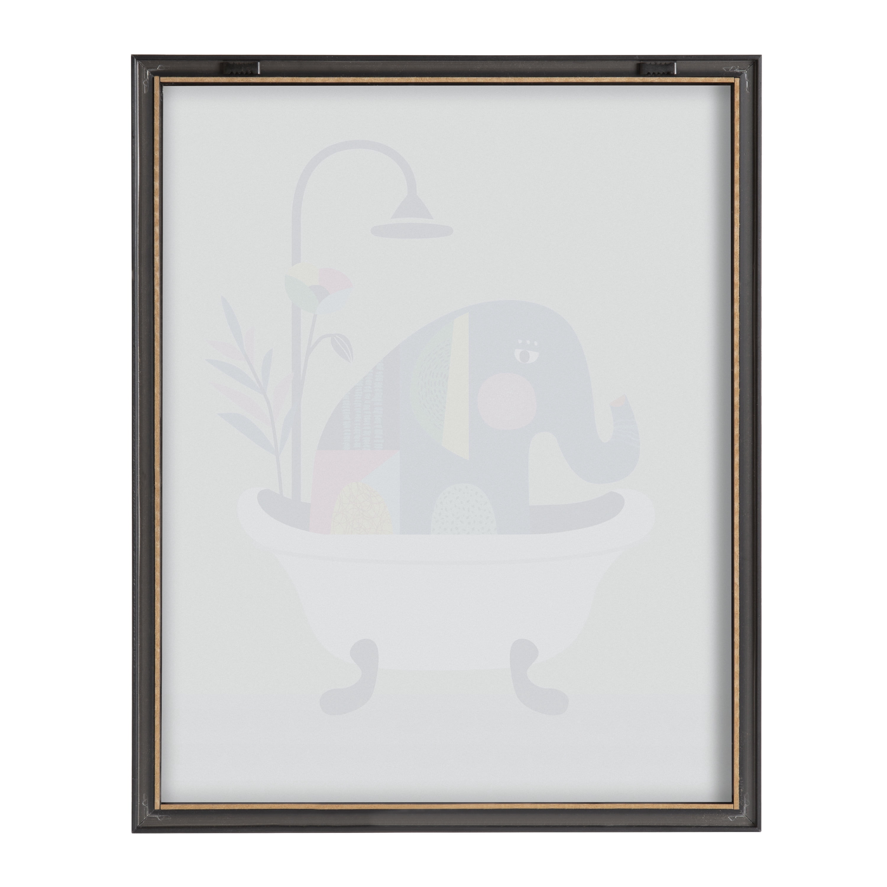 Kate and Laurel Blake Mid Century Modern Elephant in the Tub Framed Printed Glass Wall Art by Rachel Lee of My Dream Wall, 16x20 Gray, Animal Art for Wall