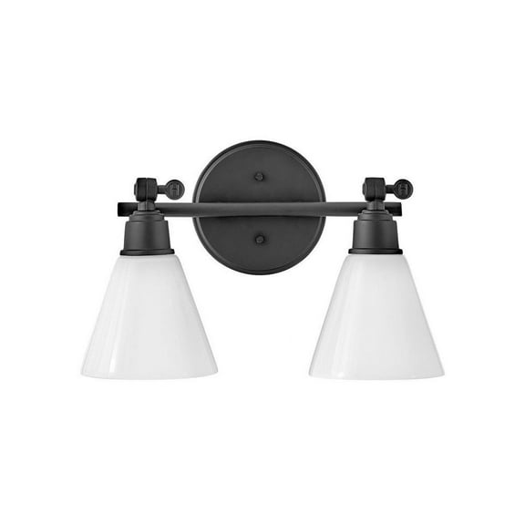 2 Light Bathroom Light Fixture in Transitional Style-10 inches Tall and 16 inches Wide-Black Finish Bailey Street Home 81-Bel-4614522