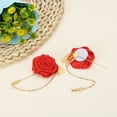 thumbnail image 4 of Uxcell Men Cloth Gold Trim Rose Flower Pin, Suit Lapel Stick, Handmade Boutonnieres, Deep Red 1 Pcs, 4 of 6