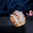 thumbnail image 2 of Luxury Design Gold Geometry Cubic Zirconia Big Wedding Finger Ring, 2 of 8