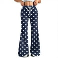 thumbnail image 2 of Women's Fashion Loose Drawstring Waist Polka Dot Printed Casual Sports Flared Pants, Elastic Joggers Sweatpants, Stylish Yoga Pants for Women,Blue,S, 2 of 8