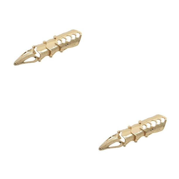 Jumpingount Moda Punk gótico nudillo anillo de aleación de Zinc Cosplay DIY Vintage joyería flexible decorativo Festival baile Gold 2piezas