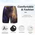 thumbnail image 3 of Rateoe Purple Flower Lazy Cat Pattern Men’s Swim Shorts with Compression Liner – Double-Layered Quick-Dry Swimwear, Comfortable & Stretchy Beach Shorts-3X-Large, 3 of 6