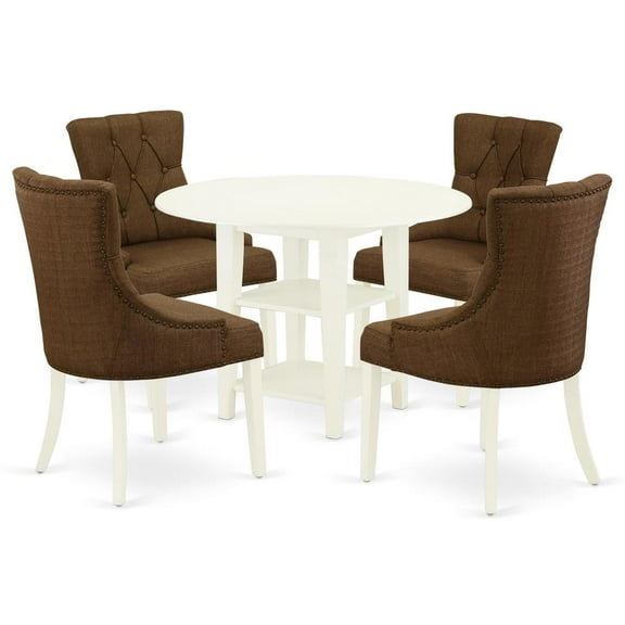 East West Furniture Dining Room Set Linen White, SUFR5-LWH-18