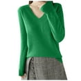 thumbnail image 1 of Jersey de lana de manga larga y color liso para mujer: mezcla de lana suave y cálida, diseño clásico, versátil para ocasiones informales y formales., 1 of 4