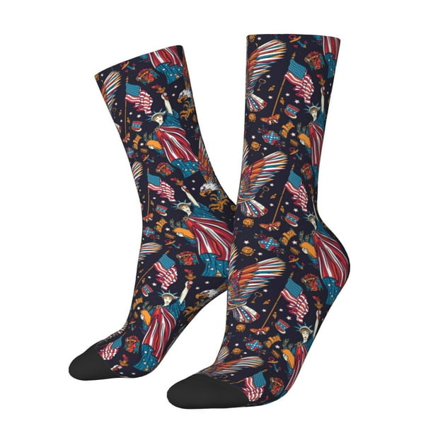 Fotbe United States Of America Calcetas Largas con Estampado para Hombre y Mujer – Calcetas de Compresión Transpirables y Elásticas, Viajar y Uso Diario Talla 5-11