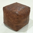 thumbnail image 5 of Square Shaped Leather Handmade Eco-Friendly Antique Brown Pouf - Square Shape Pouf, 16" x 16" x 16", Geometric Pouf, Leather pouf, Recycled Foam with Fibre Fill Stuffed Pouf, Leather Seating Pouf, 5 of 8