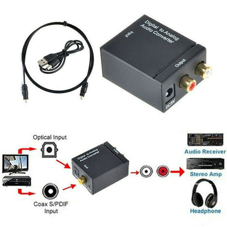 Digital to Analog Audio Converter-192kHz Techole Aluminum Optical to RCA  with Optical &Coaxial Cable. Digital SPDIF TOSLINK to Stereo L/R and 3.5mm  Jack DAC Converter for PS4 Xbox HDTV DVD 
