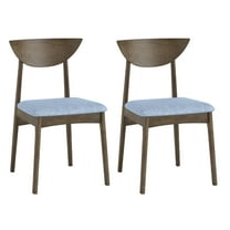 Gymax 2PCS Wooden Dining Chair Linen Fabric Upholstered Kitchen Chairs w/ Padded Seat