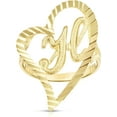 thumbnail image 1 of Floreo 10k Yellow Gold A-Z Cursive Letter and Heart Initial Ring, Large Heart (1.1"), 1 of 5