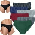 thumbnail image 3 of ToBeInStyle Men's Pack of 6 Assorted Cotton Bikini Briefs w/ Stripes - Large, 3 of 9