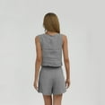 thumbnail image 5 of Mohiass Womens 2 Piece Outfits Linen Matching Sets Sleeveless Crop Tank Tops and High Waist Lounge Shorts with Pockets Light Gray M, 5 of 7