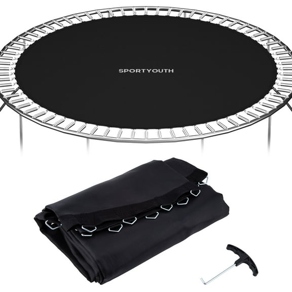 SPORTYOUTH Trampoline Jumping Mat Replacement for 14/15ft-framed Round Trampoline with V-rings Using 6.5/7" Springs-Mat Only