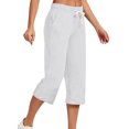 thumbnail image 1 of Innerwin Women's Solid Color Straight Leg Loose Fit Capris, White, 3XL, 1 of 2